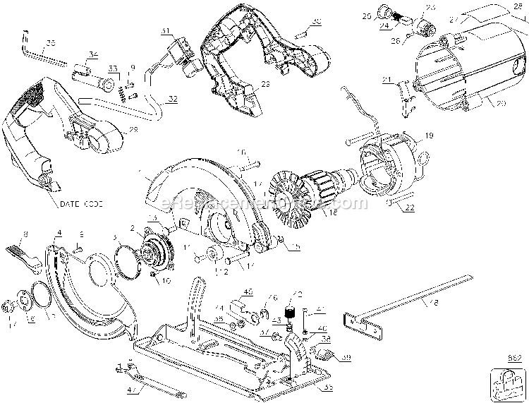 Black and Decker CS1024-BR (Type 1) 7-1/4 Circular Saw Power Tool Page A Diagram